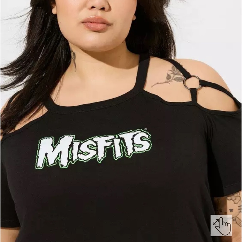 Torrid Black Misfits Cold Shoulder Tee